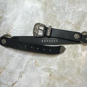 Vintage Express Compagnie Internationale goth leather belt by Linea Pelle